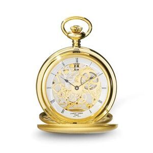 Charles Hubert IP-pltd Stainless Double Cover Satin Pocket Watch